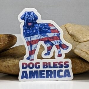 Dog Bless America - American Flag Dog Sticker - 2.5"