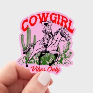 Cowgirl Sticker - west, girl, pink, coquette, western