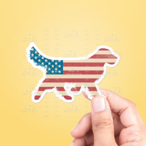 Dog American Flag Sticker Vinyl Decal